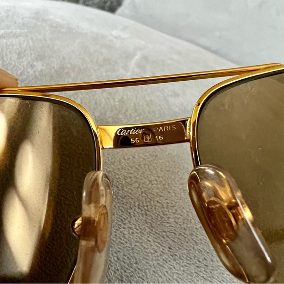 (SOLD)Rare Cartier Santos 24K Gold-plated Aviator Sunglasses (Vintage) - Picture 9 of 16